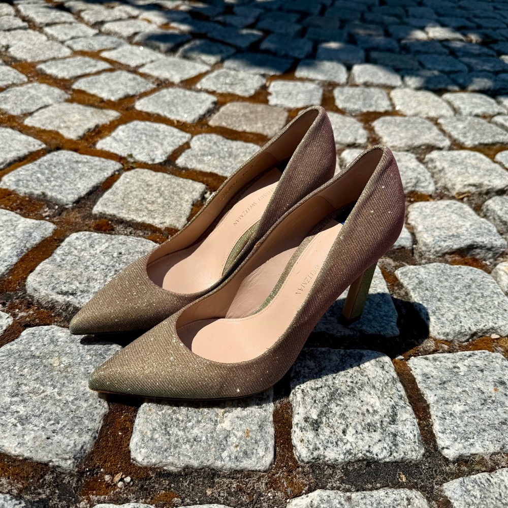 Stuart Weitzman Metallic Ombré Pumps • Gold Champagne Heels • Size 6.5